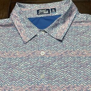 Inward Half XL Performance Golf Polo Men's‎ Colorful Waves Neon Rare
